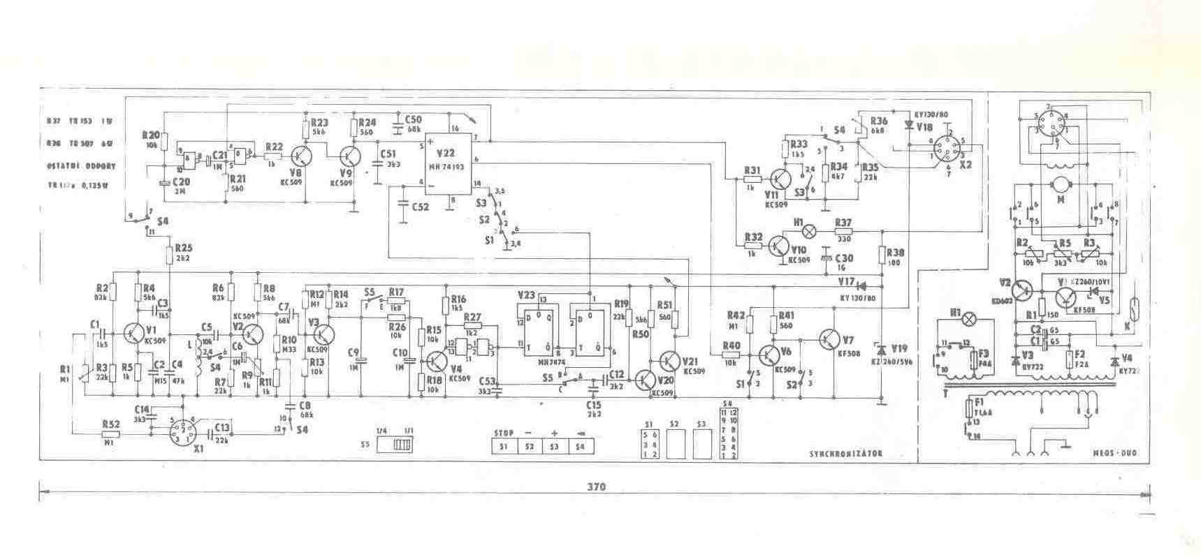 Schéma promítačky MEOS DUO